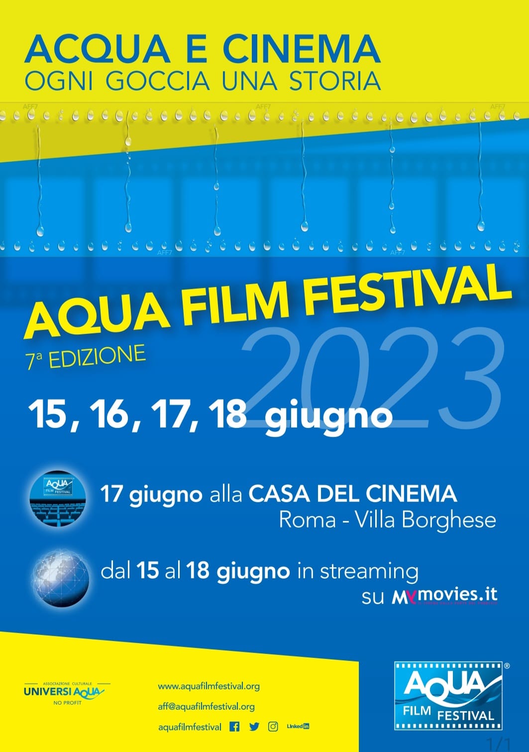 VII Edizione per Aqua Film Festival dal 15 al 18 giugno 2023 alla Casa del Cinema di Roma e su MyMovies