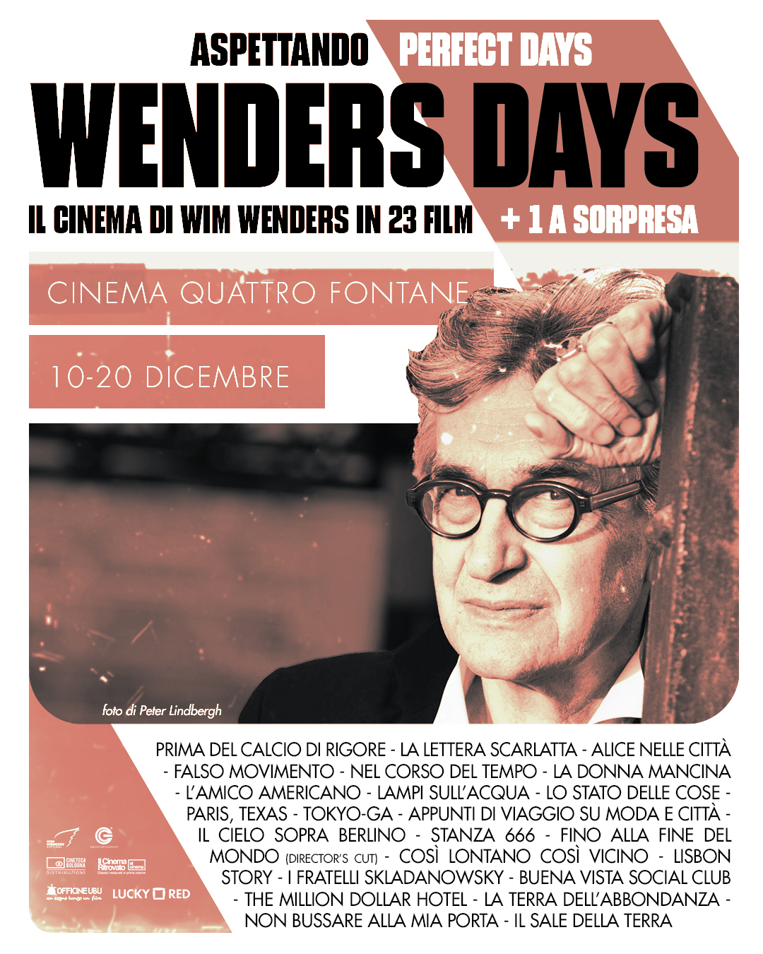 Wenders Days dal 10 al 20 dicembre al cinema Quattro Fontane di Roma