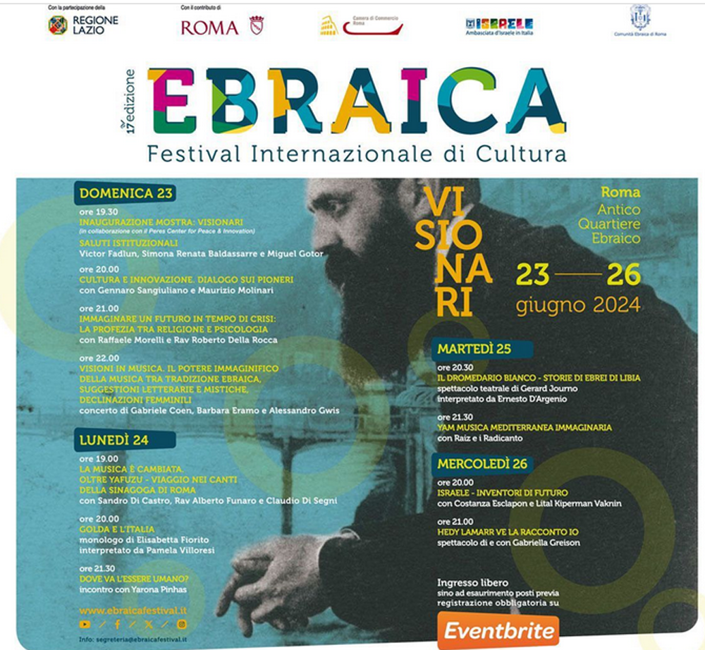 Ebraica - Festival Internazionale di Cultura, dal 23 al 26 giugno a Roma