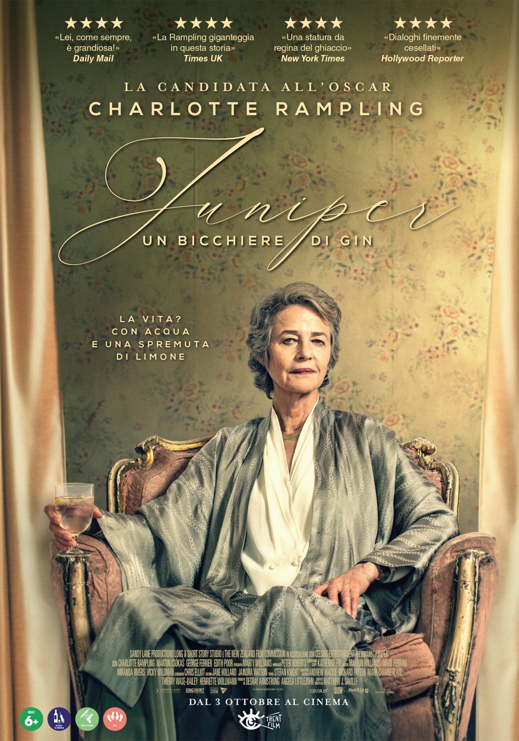 "Juniper - Un bicchiere di gin" con Charlotte Rampling, rilasciato il trailer, dal 3 ottobre al cinema